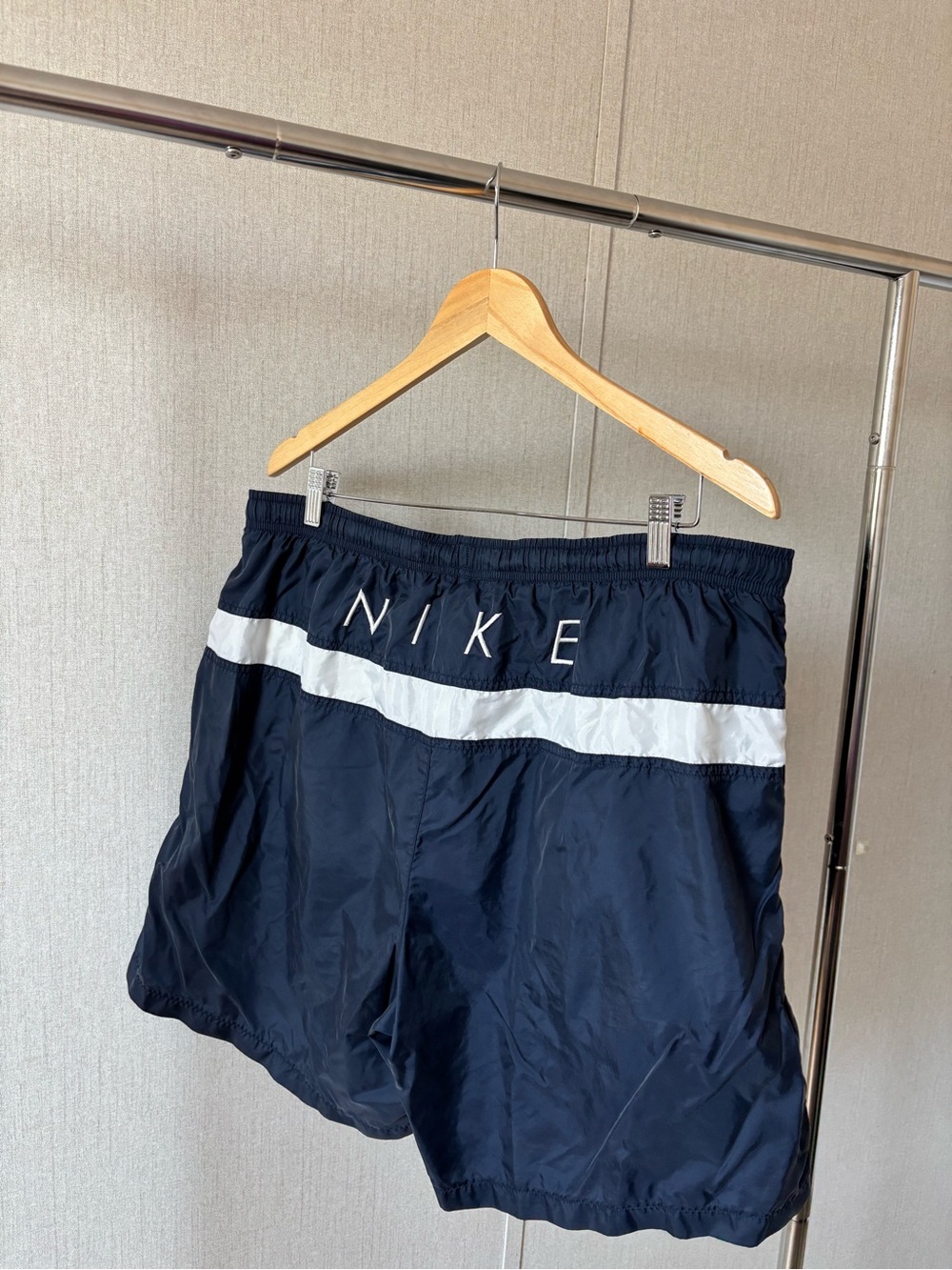 Nike Men’s Navy Athletic Shorts with White Band